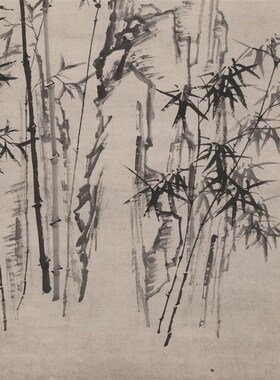 郑板桥竹子卷轴画书房客厅办公室装饰墨竹国画仿古画立轴竖挂画