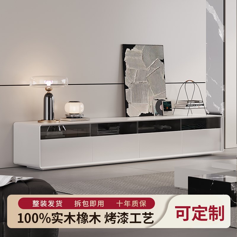 实木双层电视柜落地2025新款现代简约轻奢高级感地柜高款客厅家用