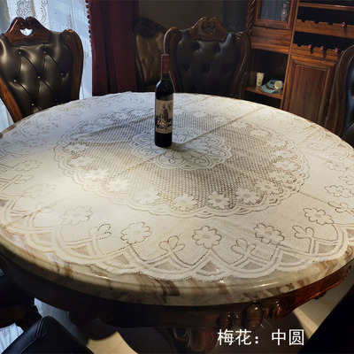 圆桌布布艺田园圆形蕾丝桌布家用欧式小转盘台布简约现代餐桌垫布