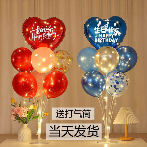 生日快乐装饰气球男女孩地飘拍照道具儿童happy派对场景布置装扮