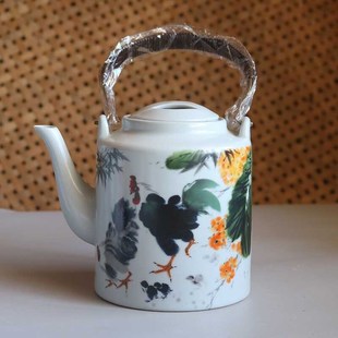 提梁壶陶瓷家用酒店民宿古诗泡茶器大容量单壶冷水壶 鸡缸复古中式
