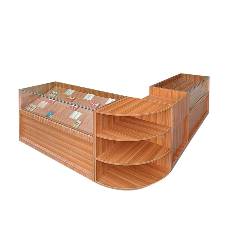 实木多层板超市烟酒柜烟柜展示柜便利店收银台转角一体商店展柜