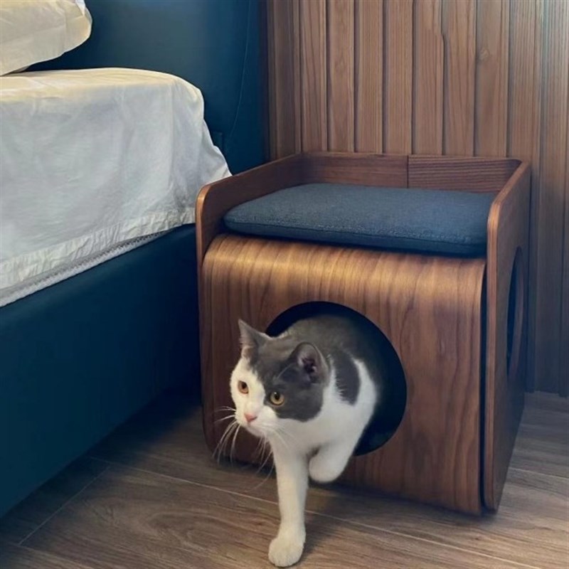 敏盈 人宠共用猫窝边几猫几边柜猫屋 小猫创意家具弯板床头柜