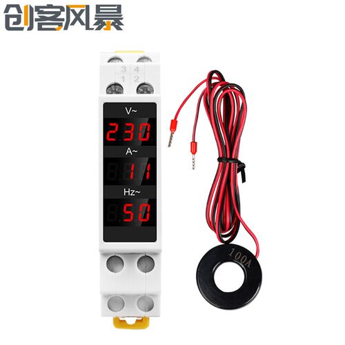 220V 导轨式单相电压电流频率三显组合表 数显电压电流表AC 80~50