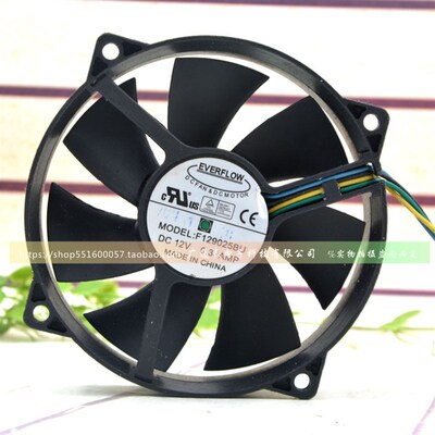 原装EVERFLOW F129025BU 12V 0.38A 9025 9cm 4线PWM圆形散热风扇