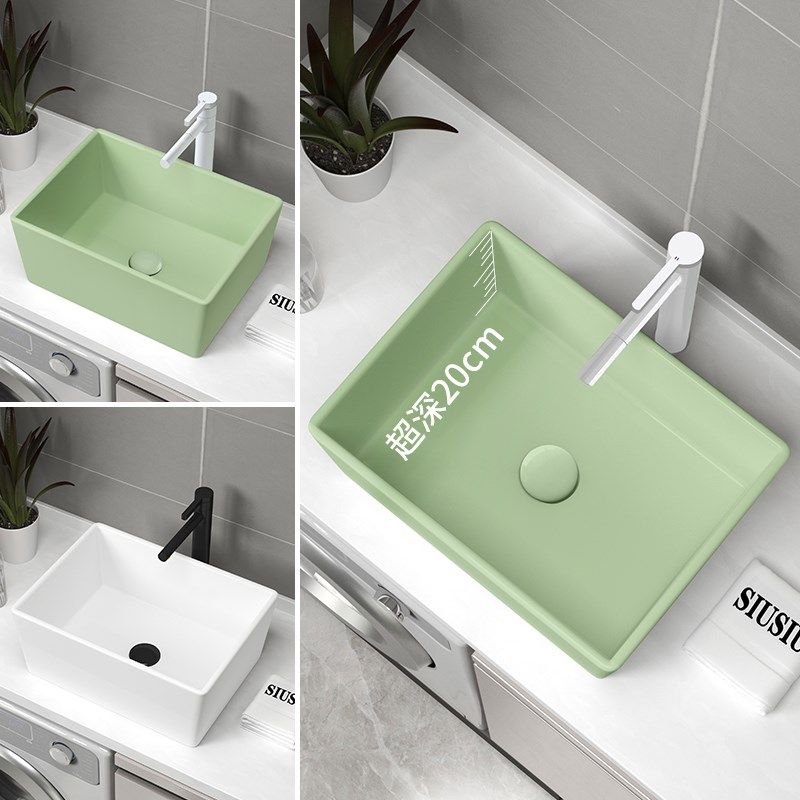 加深厨房菜盆台上盆果绿色陶瓷洗手盆洗脸盆面盆洗衣池洗衣槽,家装主材,台上盆,淘宝优惠券,粉丝福利购,淘宝优惠卷