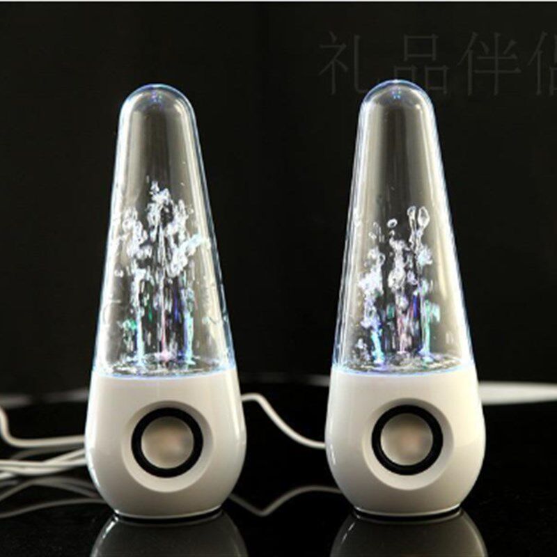 LED喷水音响 创意圆型喷泉音响 电脑七彩灯音乐喷泉水柱音响