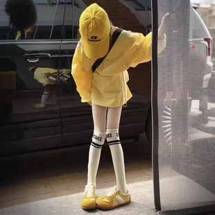 休闲运动工装套装女夏季新款设计感黄色防晒薄款外套短裤两件套潮