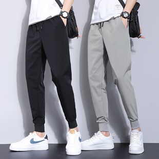 新款 休闲裤 冰丝超薄款 子男士 束脚外穿透气速干九分运动裤 2022夏季