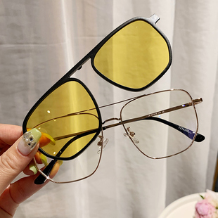 一镜三用磁吸眼镜男款近视配度数全框偏光开车防强光墨镜日夜两用