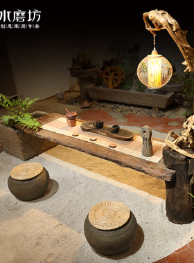 创意新中式禅意功夫茶桌茶台会所茶室大板茶桌椅组合网红民宿茶几