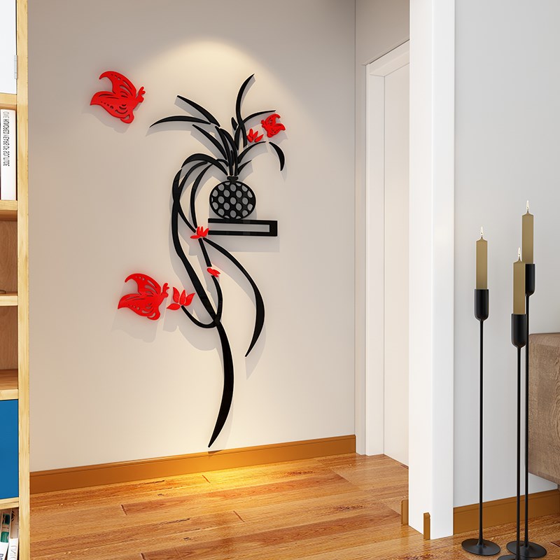 玄关走廊进门口背景墙面装饰画贴画纸立体墙贴现代简约.小清新吊图片