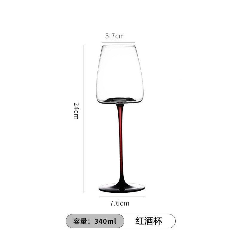 轻奢勃艮第红酒杯家用黑红领结水晶玻璃大肚高脚杯香槟杯酒具