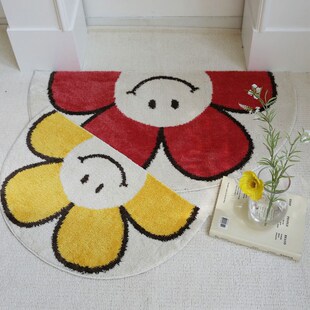 可爱小花半圆吸水浴室地垫加厚防滑地毯卫生间洗手间厕所门口脚垫