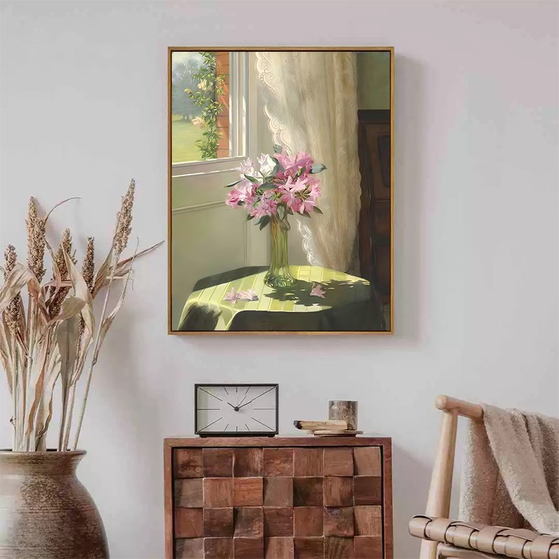 《窗边花语》数字油画diyw手工手绘填色法式美式花卉高级感装饰画