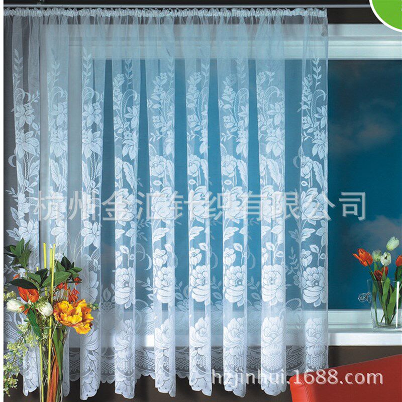 窗纱 欧式田园清新窗帘半遮光纱帘定制成品卧室飘窗窗帘韩式蕾丝
