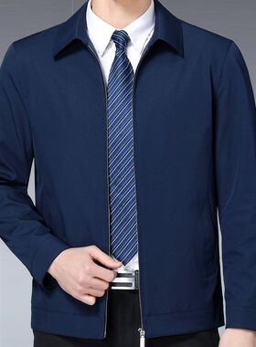 爸爸外套春秋薄款中年男装夏季夹克40中老年人50岁上衣老人夏天60