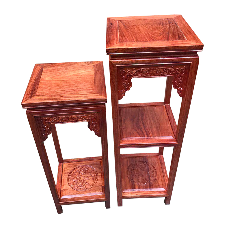 实木花架中式多层红木花梨木鸡翅木客厅单个中式花几盆景架植物架