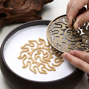 厘米大号香篆模具打拓香道用品纯黄铜篆模仿古香印铜提篆香香模