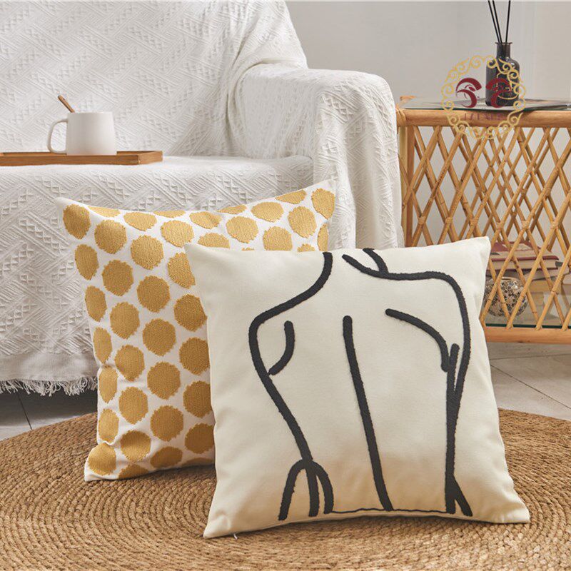 摩洛哥靠垫IN风 花朵橙子少女亮黄小新绣花靠刺绣客厅沙发抱枕