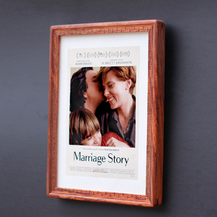 红木相框画框 巴西梨明式回纹圆角硬木实木框架定制