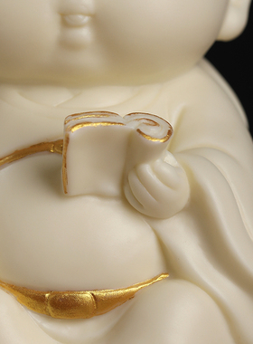 东方泥土小文昌持书陶瓷装饰品摆件办公室桌面业乔迁高档送礼品