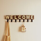 字母挂钩创意实木爱手工粘钩玄关壁挂衣帽架欢迎装 饰