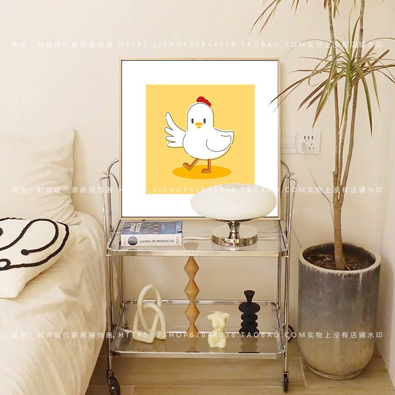 可爱卡通儿童房装饰画小鸡奶油小众艺术挂画幼儿园教室卧室墙壁画图片