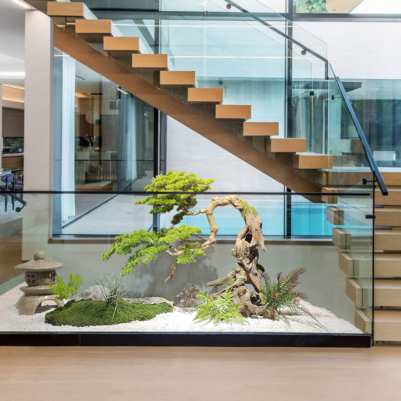 花舍摆放枯木崖柏迎客松花艺室内软装假树客厅景观橱窗饰品仿真树