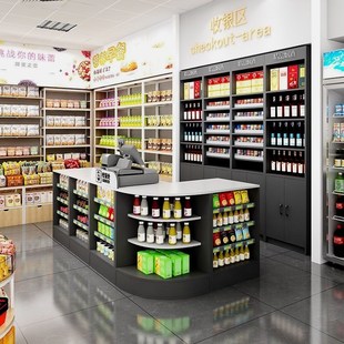 超市便利店收银台烟酒柜店铺转角柜台吧台货架背柜烟柜烟酒店