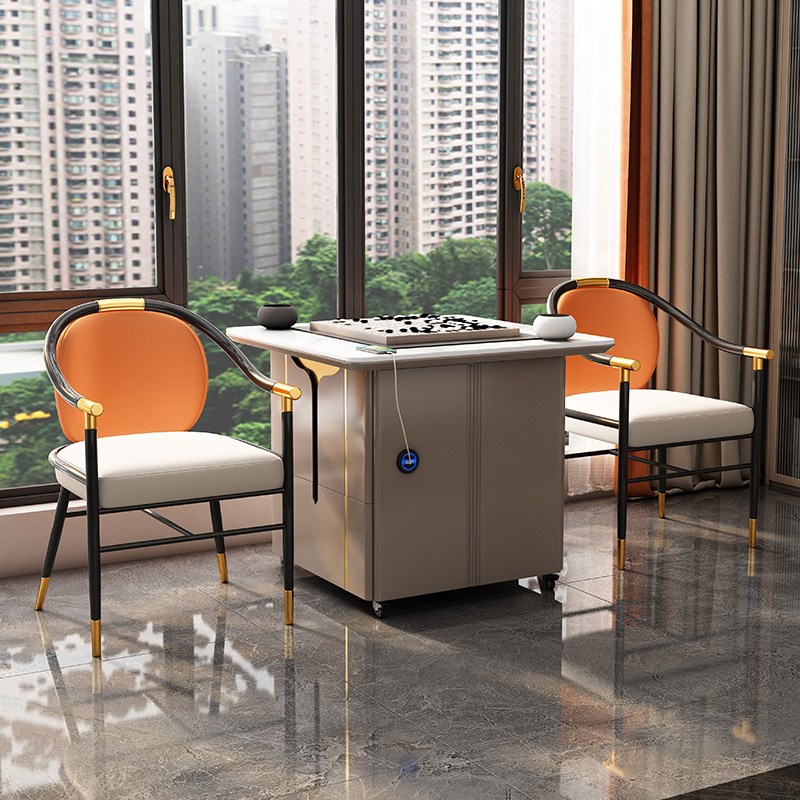 岩板升降茶台家用小户型多功能茶几电动一体阳台泡茶桌椅