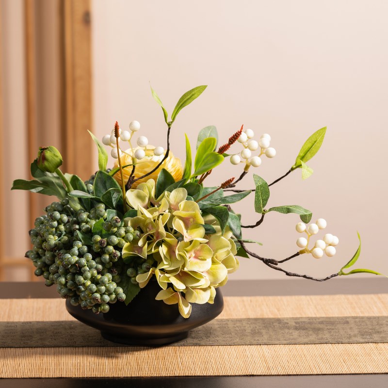 装饰微景观圆桌中心摆台酒店大圆桌转盘中间摆件餐桌花摆花圆形