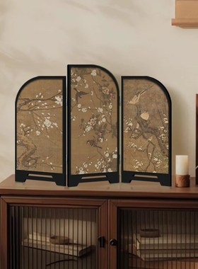 法式新桌面客厅小屏风装饰画中古风入户玄关鞋柜电视柜摆画