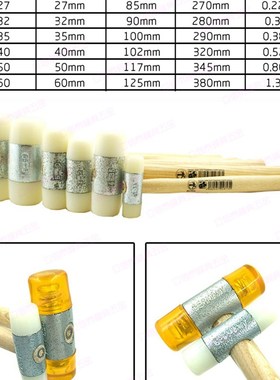 HUN德国猎人牌白胶锤木柄胶锤尼龙锤安装锤榔头