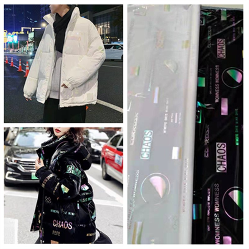 2021新款羽绒服面料 布料 高档亮面炫彩印花免洗防水防寒服棉服布