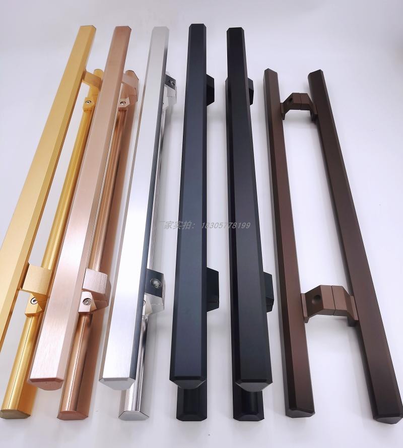 加厚无框玻璃门拉手 肯德基有框门把手 商铺门加长拉手 棕色
