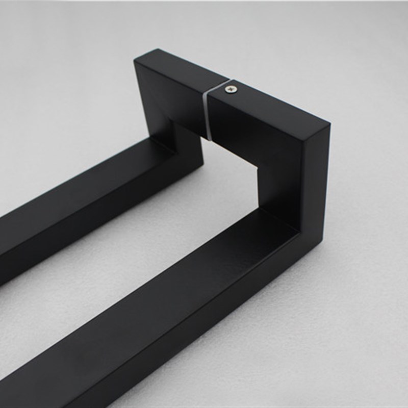 不锈钢方管拉手亚黑烤漆弯玻璃门大拉手木门铁门侧装大门把手