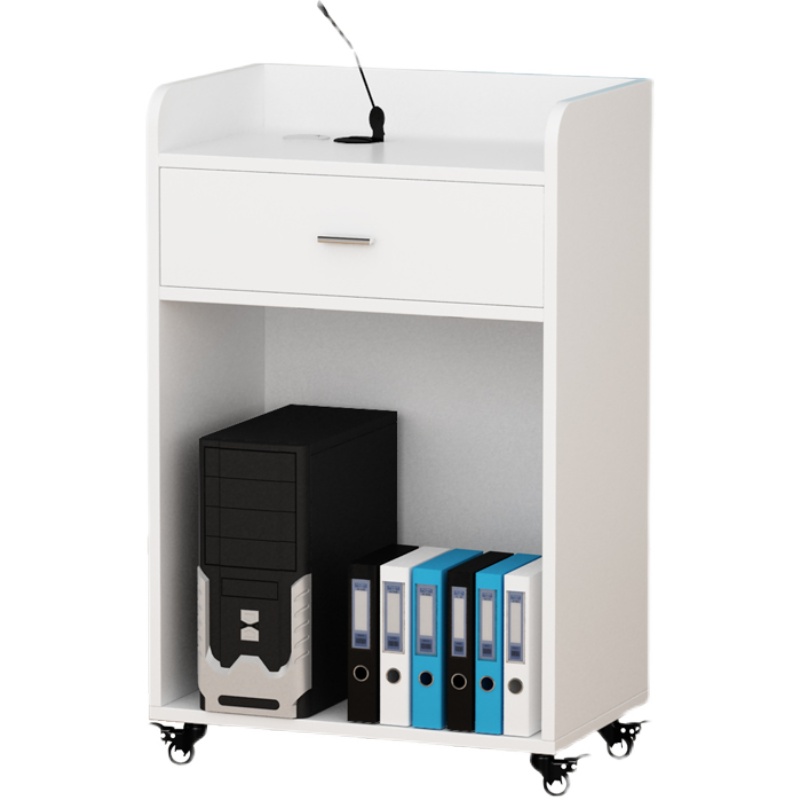 店接待台迎宾台售楼部酒店咨客台培训班用演讲台发言台白色桌子