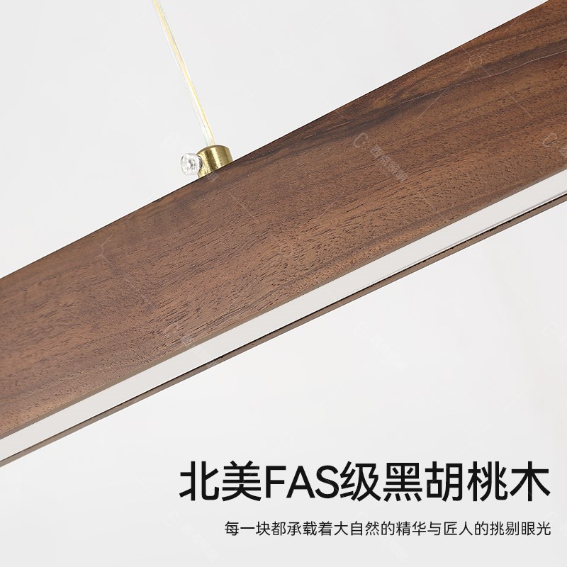 中古风吊灯全光谱一字长条护眼实木茶室吧台餐桌