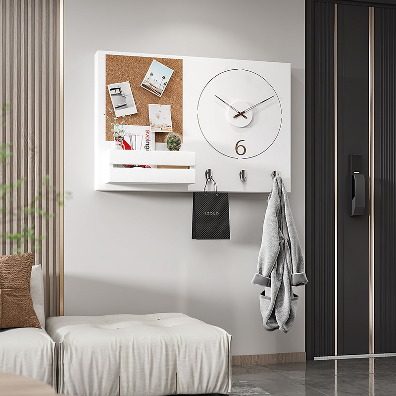 202新款实木电表箱装饰画钟表现代配电箱挂钟遮挡时钟弱电盒带钟