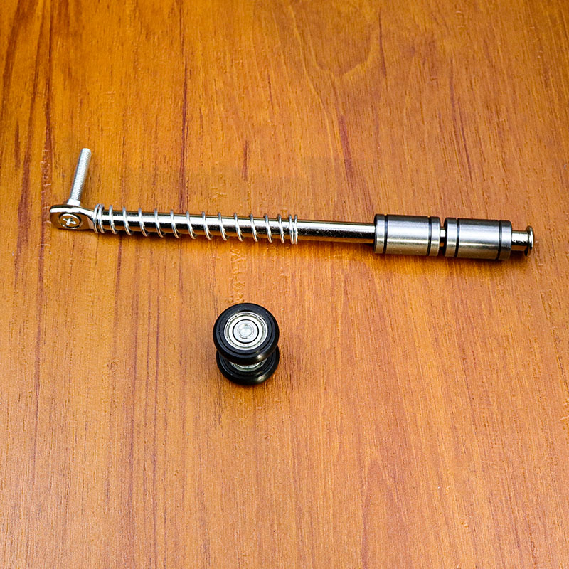 无下轨老款折叠门连杆弹簧吊轮铝合金玻璃卫生间移门滑轮上轨道件