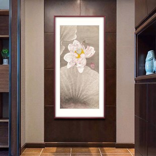 独家现代新玄关装饰画走廊过道挂画国画 王飞涯荷香青影