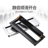 办公桌带毛刷铝合金过线盒拉丝黑银金色阻尼缓冲线盒过线装