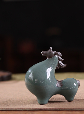 陶瓷创意唐马招财客厅玄关酒柜桌面茶宠装饰办公桌生肖马摆设