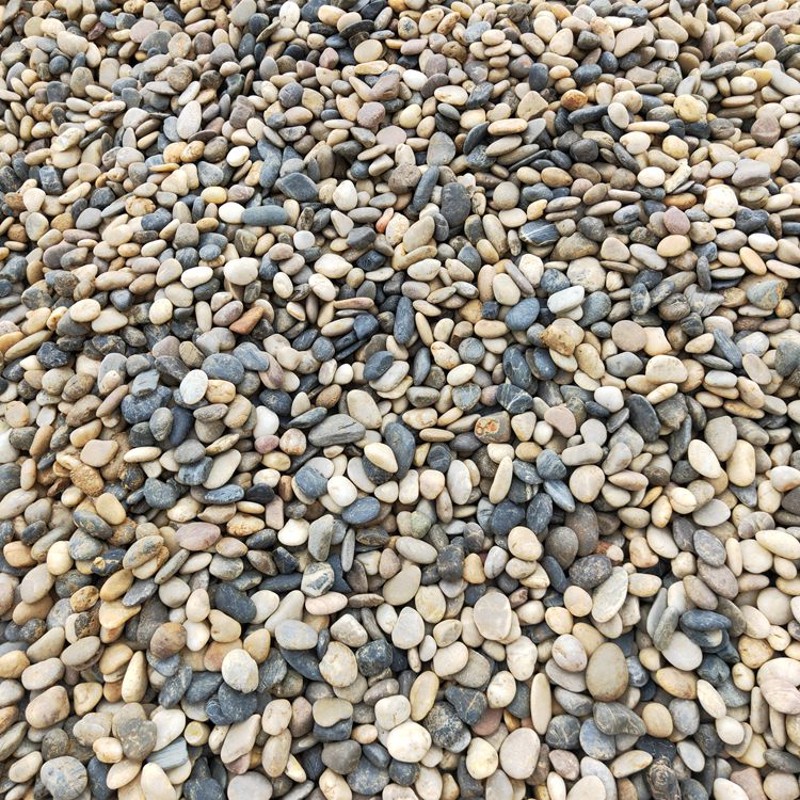 天然鹅卵石白红黑灰色铺路河滩彩石头铺面小石子地暖豆石按吨