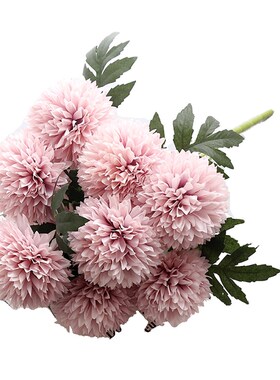 仿真头蒲公英束圆形球菊把乒乓菊刺菊婚庆装饰假手捧