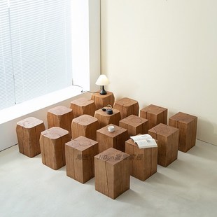 寂墩茶几木墩架民宿酒店根雕实木沙发旁边几矮凳