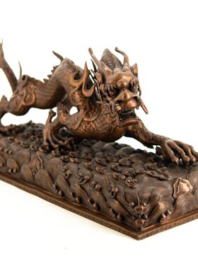 紫铜蛟龙客厅玄关办公室生肖装饰工艺品业送礼