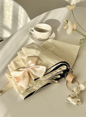 mho惊艳少女到爆炸~全手工蝴蝶结晴雨两用伞遮阳太阳黑胶雨伞女