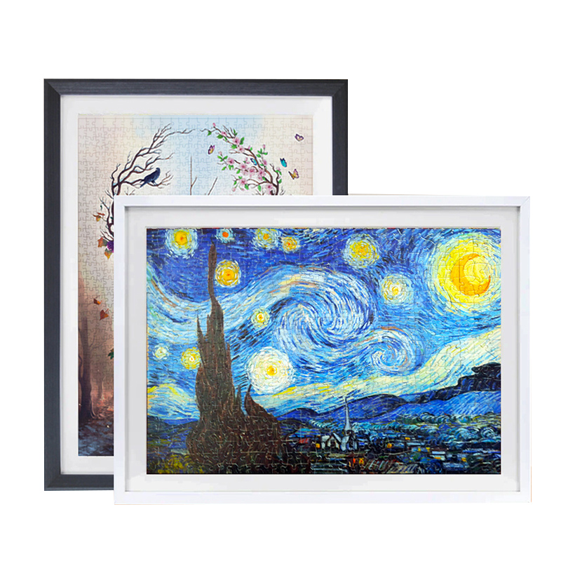 拼图框片XX75相框架一千片片实木框画框拼图裱框